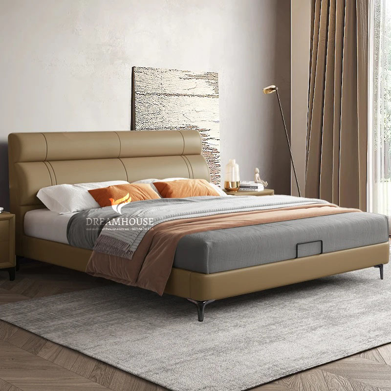 Giường ngủ bọc da đơn giản sang trọng S923