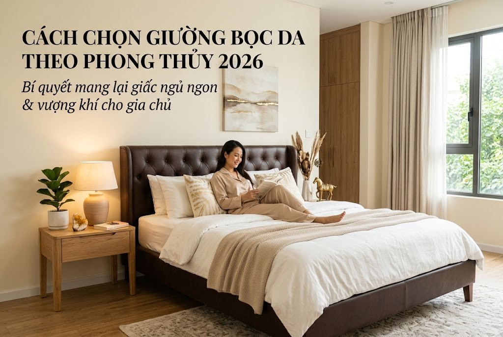 Cách chọn giường bọc da theo phong thủy 2026 – Bí quyết mang lại giấc ngủ ngon & vượng khí cho gia chủ
